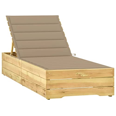Beyamis Tumbona con cojín Beige Madera de Pino impregnada C