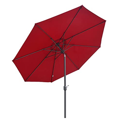 Sombrilla 270 cm (9 Pies) Sombrilla de Jardín, Patio Al Aire Libre Market Table Umbrella con Manivela Y 8 Costillas Botón de Inclinación (Color : Red)