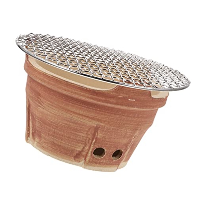 FAVOMOTO Juego de Parrillas de Estufa de Arcilla de Carbón de Leña: Parrilla de Malla de Alambre de La Estufa de Barbacoa Coreana Portátil de La Parri