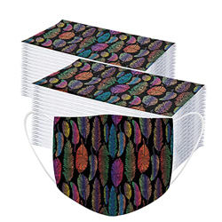 100 Piezas Adulto Plumas Voladoras 3D_Mascarillas, 3 Capas de Tejido spunlace, wuayi Moda Estéreo Hermosa Exquisita Elegante Impresión Sin Posicionami características