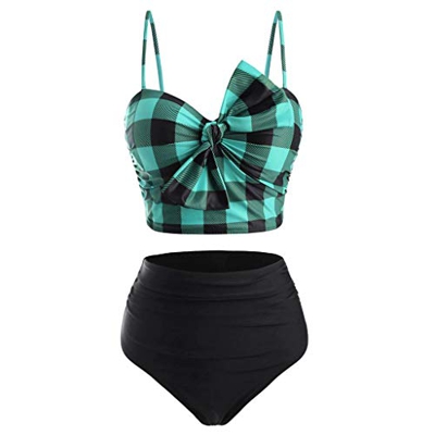 Laonajkd Traje de Baño Bikini Sexy Push up Verano Biquini con Tirantes Ajustables Top de Cuello Halter con Copas moldeadas Mujer Conjunto Bikini