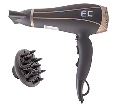 Family Care Secador de pelo profesional, 2 velocidades, 3 niveles de temperatura, difusor y concentrador, 2400 W, color negro