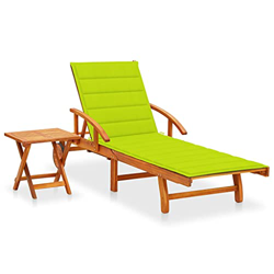 Beyamis Tumbona de jardín con Mesa y cojín Madera Maciza de Acacia(24) precio
