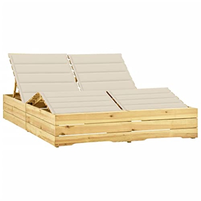 Beyamis Tumbona Doble y Cojines Madera Pino impregnada Crema C