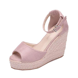 YYCHER Sandalias de cuña para mujer con plataforma y plataforma de tacón alto con correa al tobillo y puntera abierta (color: gris/rosa, tamaño: 5) precio