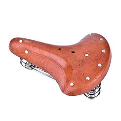 Zerone Sillín de bicicleta, estilo vintage, de piel sintética, color marrón, asiento de bicicleta de montaña, asiento cómodo para ciclismo sentado con características
