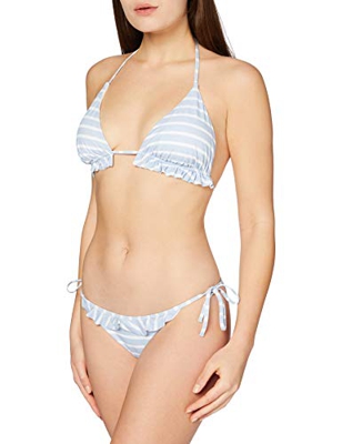 Iris & Lilly Am1314 Conjuntos de Bikini, Azul Pálido, Rayas, 36