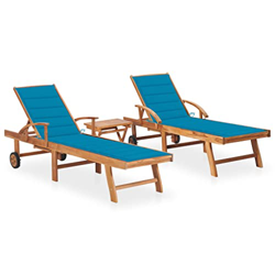 Beyamis Tumbonas 2 Unidades Madera Maciza de Teca con mesita y cojín(5) precio