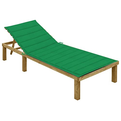 Beyamis Tumbona con cojín Verde Madera de Pino impregnada A