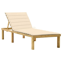 Beyamis Tumbona con cojín Crema Madera de Pino impregnada B precio