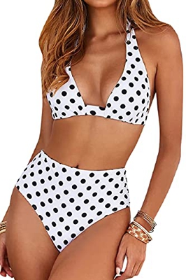 Voqeen Traje de Baño Bikini Floral Mujer Bikinis Sujetador Push-up Sexy Traje de Baño de Dos Piezas BañAdores Tops y Braguitas Ropa de Playa (Blanco y