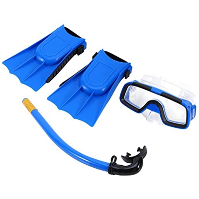 cdzhouji Guantes de natación y Buceo Kids Snorkel Set Diving Set Swim Goggle Goggle Tubo de respiración con Aletas para niños Niñas Azul