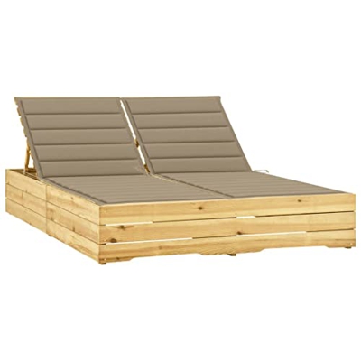 Beyamis Tumbona Doble y Cojines Beige Madera Pino impregnada C