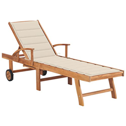 Beyamis Tumbona de Madera Maciza de Teca con cojín Color Crema precio