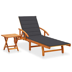 Beyamis Tumbona de jardín con cojín Madera Maciza de Acacia (12) precio