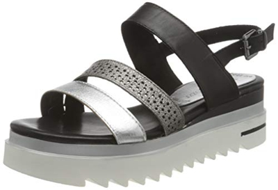 MARCO TOZZI 2-2-28727-26 Leder Sandale, Sandalia Mujer, Black Ant Comb, 39 EU