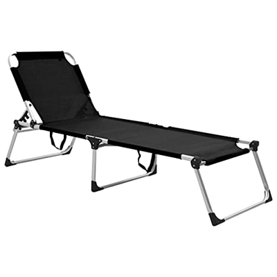 Beyamis Tumbona Plegable Alta para Mayores Aluminio Negro