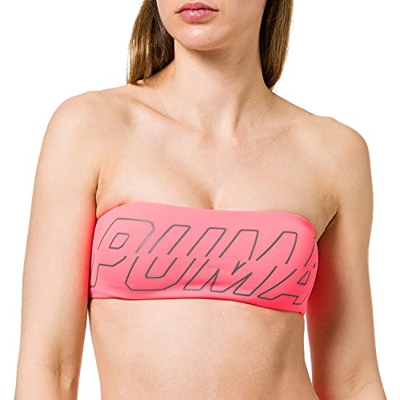 PUMA Swim Women's Bandeau Top Parte Superior de Bikini, Rosa, XL para Mujer