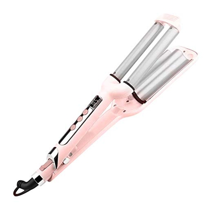 Rizador de Pelo, rizador de 16 mm 3 barriles, tenazas rizadoras de temperatura ajustable con código giratorio 360 para cabello largo y corto