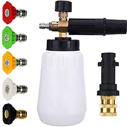 QAQGEAR Pistola de Lavado a presión de cañón de Espuma, Lanza de Espuma de Nieve, Conector rápido de 1/4 Pulgadas con 5 Puntas de Boquilla de Lavado a en oferta