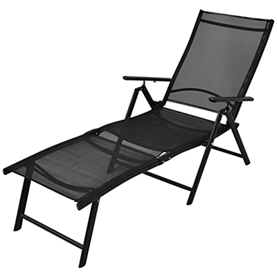 Beyamis Tumbona Plegable de Aluminio Negra