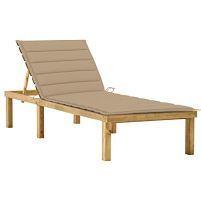 Beyamis Tumbona con cojín Beige Madera de Pino impregnada B