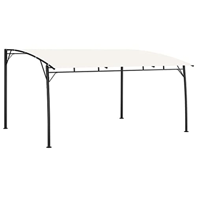 BIGTO Jardín Gazebo Acero Poliéster Jardín Sombrilla Toldo Crema 4x3x2.25 m