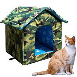 Caseta para gatos con techo de lona impermeable, resistente al viento, plegable para cuatro estaciones, para perros pequeños, para interiores y exteri en oferta