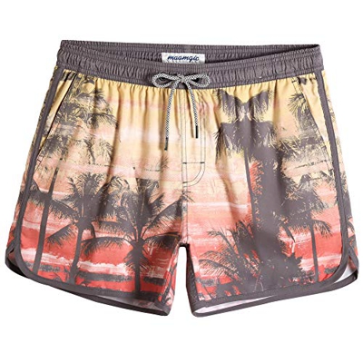 MaaMgic Bañador Hombre de Natación Secado Rápido Interior de Malla Pantalones Cortos d'Aire Vintage 80s 90s,Palma de Coco,XXL