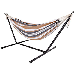 Mojawo Hamaca doble XXL con estructura de acero, superficie de descanso, 150 x 200 cm, para interior y exterior, colores dobles, color azul en oferta