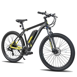 Bicicleta de montaña eléctrica Rockshark de 26 pulgadas para hombre y mujer, bicicleta de montaña eléctrica con Shimano de 21 velocidades y batería de precio