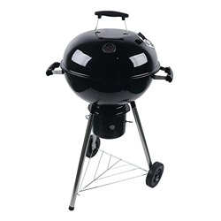 Barbacoa redonda de carbón vegetal, diámetro de 47 cm, parrilla redonda con tapa, barbacoa con termómetro y suministro de aire ajustable para jardín,  en oferta