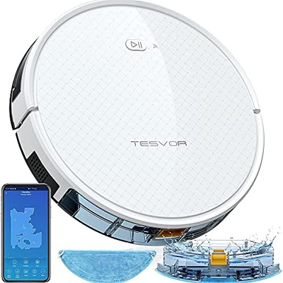 Tesvor X500 Pro - Robot Aspirador 2 en 1 con mopa extraíble, Navegación Inteligente con giroscopio, Depósito de agua electrónico de 350 ml, Indicador 