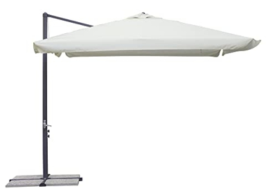 Sombrilla de jardín con poste de aluminio lateral con sombrilla gris antracita con tela cruda de 3 x 3 metros para uso doméstico y profesional