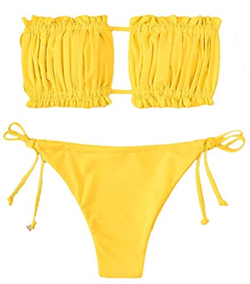 Yutdeng Mujer Traje de Baño Push up Conjuntos de Bikini 2 Piezas Ropa de Baño Triangular Bikinis Cintura Baja Brasileño Sexy Tanga Ajustable Color Lis