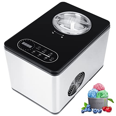 Anbull máquina de helado máquina de yogur 3 en 1 con compresor autorrefrigerante, temporizador, acero inoxidable, hace yogur helado, helado soft serve