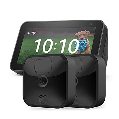 Echo Show 5 (2.ª generación, Antracita) + Blink Outdoor Cámara de seguridad HD (2 cámaras)
