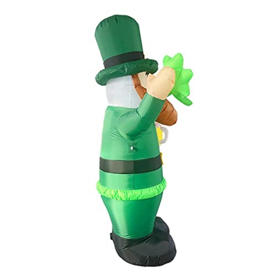 Povanjer Modelo inflable del día de San Patricio - Modelo luminoso inflable para hombre viejo | Decoración LED al aire libre para jardín familiar, pat