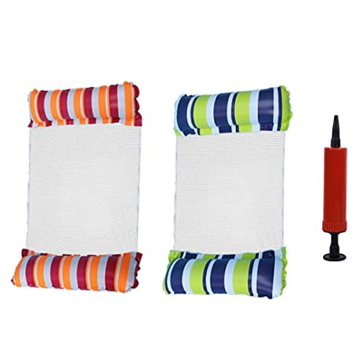 2 colchonetas hinchables para piscina 4 en 1, hamaca, tumbona para piscina, playa, cama hinchable para piscina (amarillo-azul y naranja)