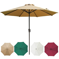 LIGUOYI Sombrilla Terraza Exterior con Manivela Ø 2.7m × 3m Sombrilla Parasol para Jardín, Proteccion Solar, con 38mm Varillas Desmontable Sin Base, S en oferta
