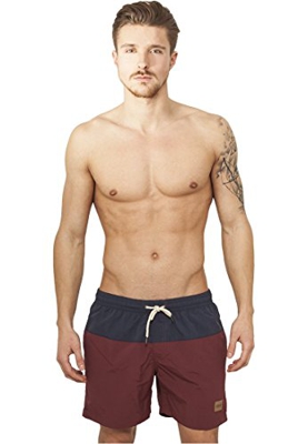 Urban Classics Block Swim Shorts Bañador, Multicolor (Nvy/Burgundy), X-Large para Hombre