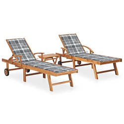 Beyamis Tumbonas 2 Unidades Madera Maciza de Teca con mesita y cojín(15) precio