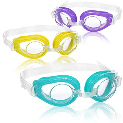 com-four® 3X Gafas de natación para niños Entre 3 y 8 años - máscara de natación Gafas de Cloro con protección UV (03 Piezas - Gafas de natación)