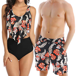 Mujeres Trajes de baño de 2 Piezas Hombres Traje de baño Pareja Conjunto de Bikini de Cintura Alta Hombres3 M en oferta