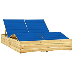 Beyamis Tumbona Doble y Cojines Madera Pino impregnada Azul Royal C precio