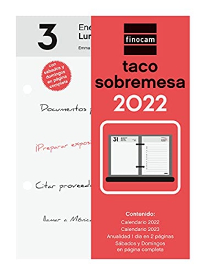 Finocam - Taco 2022 1 Día en 2 páginas, de Enero 2022 a Diciembre 2022 (12 meses) 85x120 mm Sobremesa Neutro Español