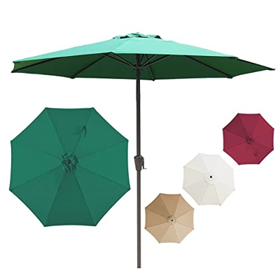 LIGUOYI Parasol Jardín Exterior Ø 2.7m × 3m × H 2.4m Sombrilla Parasol para Patio con Manivela Manual, Proteccion Solar Sin Base, Varilla Central Desm