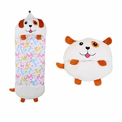 HJK Saco de Dormir para NiñOs con Almohada, Saco de Dormir De Animales 2 en 1 Plegable para NiñOs para NiñOs, NiñAs, Siesta Escolar, Noches de Cine, F