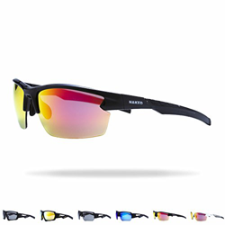 NAKED Optics Sports Sunglasses (Halfframe Black/Lens Red) en oferta