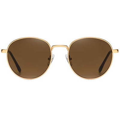 H HELMUT JUST Gafas de sol para Hombre y Mujer Vintage Redondas con Montura en Metal Lente de Policarbonato Resistente al Impacto